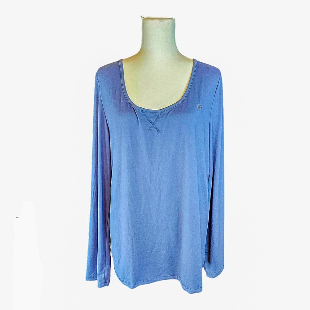 NWT Born Sleepwear Long Sleeve Pajama Top Women's Blue-Gray Crew Neck Size 2XL